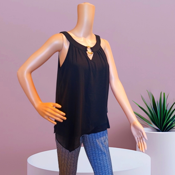 IZ Byer Women's Black O Ring Halter Neck Blouse - Picture 11 of 16